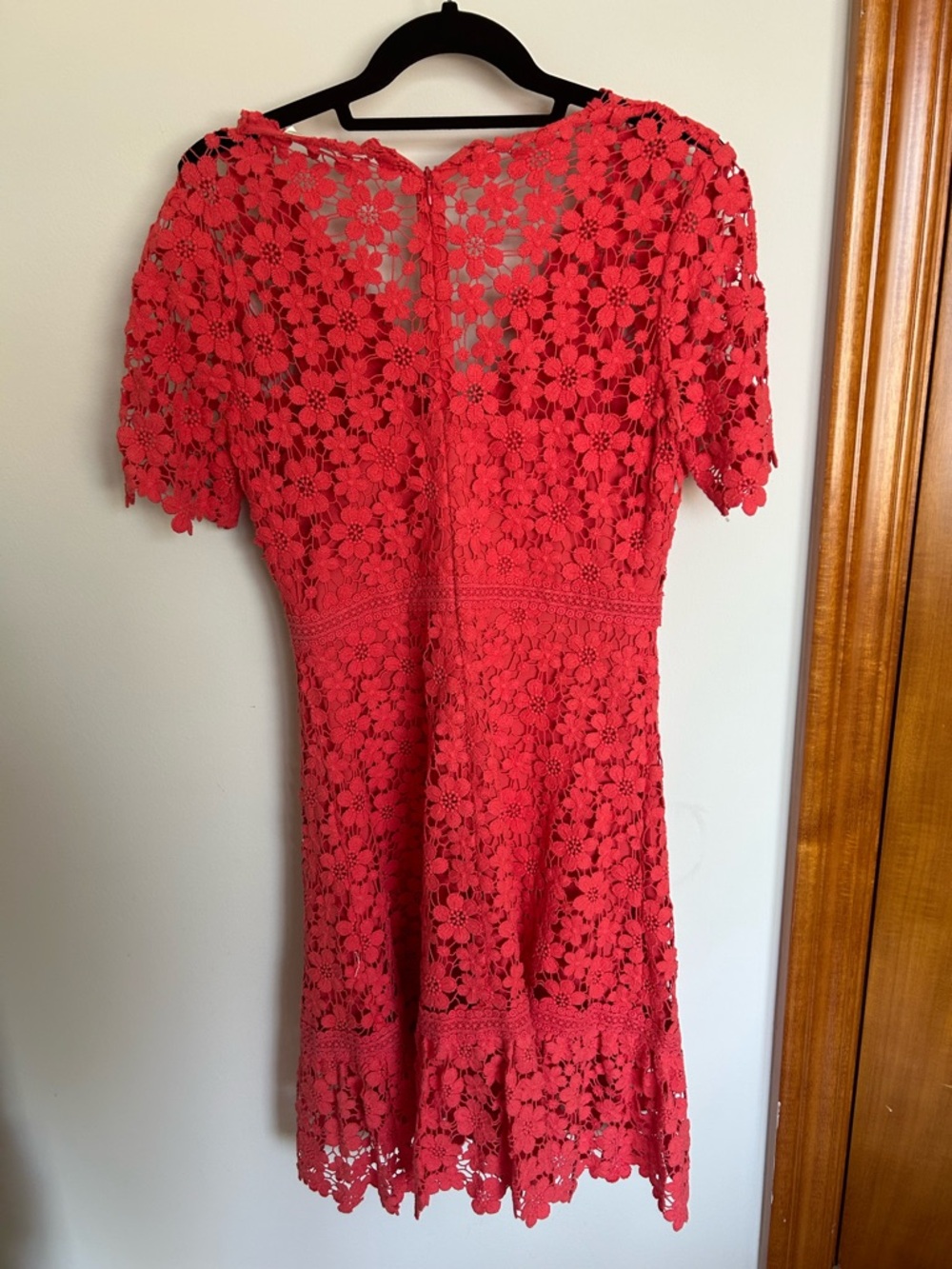 Shoshanna Coral Red Floral Lace Mini Dress